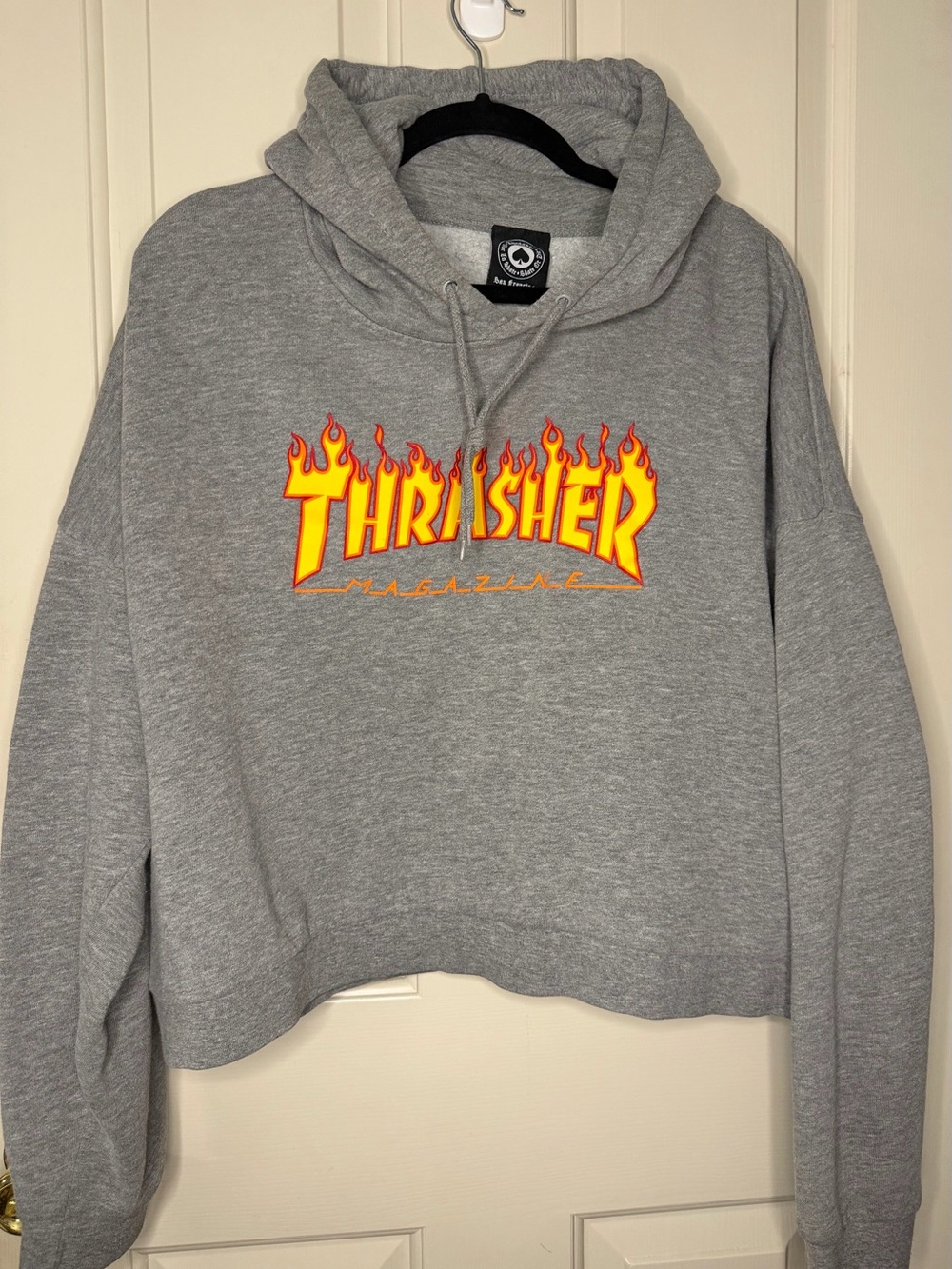 Thrasher Gray Hoodie with Yellow & Orange Flame Logo